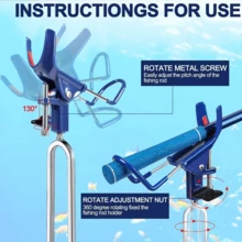 2个升级版蓝黑鱼竿支架 - 耐用尼龙和不锈钢材质，防滑硅胶，伸缩式设计，抓握牢固 - 适用于湖泊、河流和沿海垂钓，加厚尼龙材质，落地式鱼竿支架，伸缩底座，钓鱼装备，垂钓场景 - 彩色 - 查看 5