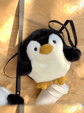Bolso bandolera de peluche de pingüino lindo, bolso de hombro personalizado para mujer, monedero casual de vacaciones, mochila mini con apariencia suave y suave de animal, regalo de cumpleaños