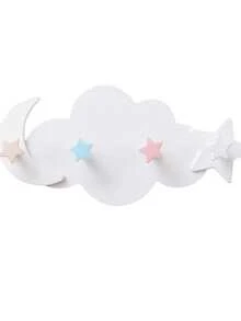 可爱云朵造型无孔挂钩，防水防锈，多用途门后收纳挂钩，无需钉子 - 白色 - 查看 9