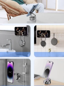 360° Magnetic Phone Holder, Magnetic Car Phone Mount, Hands-Free Suction Cup Phone Stand, Suitable For Car/Gym/Mirror/Shower, Compatible With IPhone 16 Pro Max/Android Phones, Note: Only Suitable For Smooth Surfaces