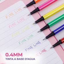 Kit Of 24 Fine Point 0.5 Colored Pens In A Case - Line Fine - Smooth Writing - Stabilo Type - Ideal For Studying - Bullet Journaling - 豐富多彩的 - 查看 6
