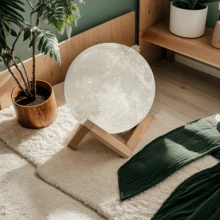 3D Printed Moon Lamp, 16 Adjustable Color Modes, Remote Control & Wooden Base. Ideal For Home, Bedroom Decor And Tabletop Display. Creative Hanging Birthday, Anniversary Or Holiday Gift. Functions As Lighting, Decor And LED Lamp. - Multicolor - View 6