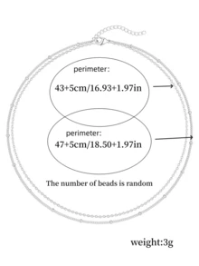 1pc Stainless Steel Double Layer Chain Necklace, Fashionable Minimalist O-Shape Beaded Layered Choker Necklace, Versatile Lightweight Luxury Necklace Suitable For Women And Girls