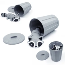 3D-Printed Fully Articulated Raccoon Toy Figurine - Cartoon Style Desktop Ornament - Multicolor - View 3