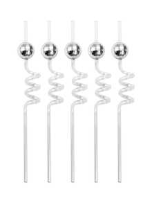 1/5/10/20pcs Reusable Disco Ball Plastic Straws, Suitable For Gifts, Afternoon Tea, And Parties