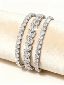 1pc Adjustable Copper Alloy Zirconia Tennis Bracelet, Suitable For Women's Daily, Party Wear, Valentine's Day Gift, Mother's Day Gift For Mom