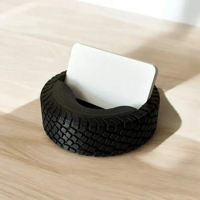 1pc Unique Tire Shaped Business Card Holder, Creative Card Stand Desk Organizer, Suitable For Studio, Home, Office Desk Storage, Room Decor, Perfect Gift For Car Enthusiasts