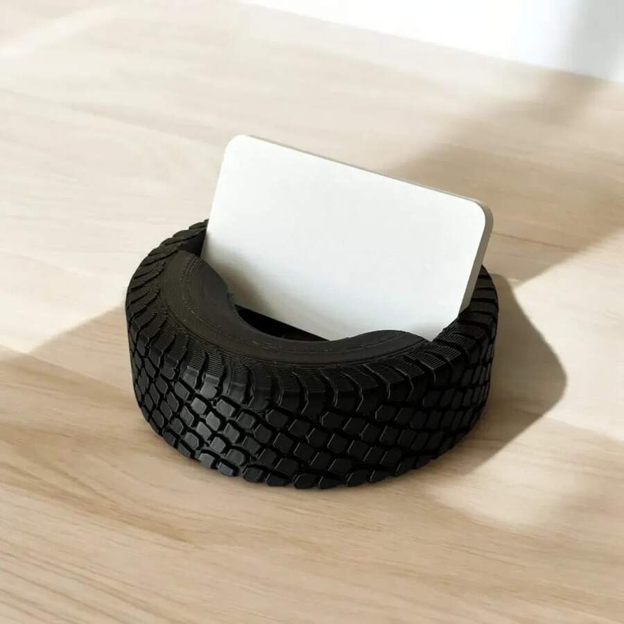 1pc Unique Tire Shaped Business Card Holder, Creative Card Stand Desk Organizer, Suitable For Studio, Home, Office Desk Storage, Room Decor, Perfect Gift For Car Enthusiasts