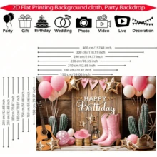 1 pieza Tela de fondo con diseño de tema de vaquero occidental con globos rosas, botas rosas, cactus y sombrero, adecuado para decoración de vacaciones, patio, jardín, sala de estar, fondos de fotografía, decoración de fiestas, duchas nupciales, bodas, aniversarios