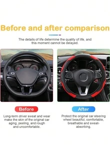 6件套、3件套、1件套PU皮革汽车内饰配件套装 - 方向盘套、扶手套、手刹套、安全带套 - 女士款，适用于轿车、SUV、卡车及各种车型