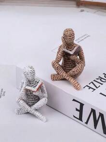 1pc Resin Sculpture Of Reading Woman, Desktop Decor Figurine, Home/Office/Garden Decoration Gift, Birthday Present - Upgraded Version - View 3