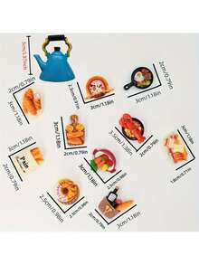 1pc/13pcs Creative Food Shaped Refrigerator Magnets - Realistic 3D Resin Kitchen Decor, Assorted Designs: Pizza, Sushi, Donut - Oval Plastic Magnets For Fridge, Ages 14+, Food Themed Novelty Design, Textured Surface & Fine Craftsmanship (Random Assortment)