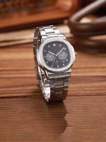 1pc Fashionable Casual Minimalist Men's Wrist Watch - Elegant Round Design, Exquisite Quartz Movement, Perfect Gift For Valentine's Day Date And Daily Wear - Multicolor - View 3