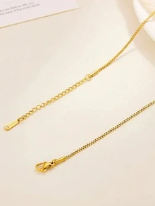 8件套简约百搭金色不锈钢项链颈链套装，适合女性日常佩戴，可叠戴 - 金黃色 - 查看 12