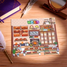 Toca Boca păpușă roz magazin de dulciuri scenă viața de zi cu zi DIY lucrat manual scrapbooking autocolante copii jucării - Roz praf - Vizualizare 12