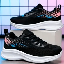 Women's Lightweight Comfortable Everyday Tennis Shoes For Casual Wear, Gym, And Leisure - Black - View 3