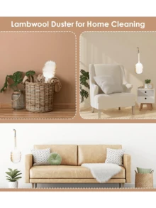1个带手柄的羊毛除尘掸，羊毛/羊羔毛清洁刷，防静电家用除尘掸，超柔软扫地刷，适用于沙发、家具、汽车、卧室，清洁用品，清洁工具，返校必备 - 彩色 - 查看 9