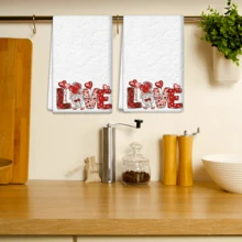 2/4 Pcs Set, Dish Towels, LOVE Pattern Print, Super Absorbent Microfiber Modern Towels, Cooking And Baking Tea Towels, Dish Cloths, Cleaning Rags, Hand Towels, Tea Towels, Super Soft And Highly Absorbent, Kitchen Decor, Gifts For Neighbors, Gifts For Mom, Birthday Gifts, Housewarming Gifts For Friends, Kitchen Essentials, Daily Necessities - Multicolor - View 5