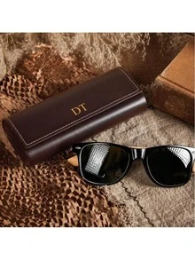 Personalized Name Fashion Glasses Case, Minimalist Portable Glasses Storage Box, Bridesmaid And Friend Gift, Soft Glasses Storage Pouch, Daily Use - Multicolor - View 3