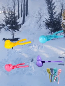 2025 New 4-Piece Deluxe Outdoor Snowball Maker Set, Includes Various Shaped Snowball Collectors For Throwing Snowballs, Outdoor Activities (Color And Style Random), Snowball Maker, Snowflake Shaper, Snow Gear, Snowball Making Tools