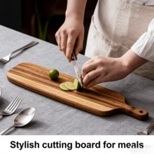 1/2pcs Extra Large Rectangular Wooden Cutting Board, Multipurpose For Cheese/Meat/Fish/Bread/Fruits & Vegetables - Easy Clean Surface, Butcher Block, Chopping Board, Chef's Board, Great Gift Idea, Kitchen Accessory - Brown - View 5