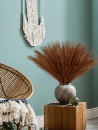 10/20/50 piezas Pasto de pampa falso Juncos artificiales grandes y esponjosos Flores artificiales falsas Juncos de carrizos Plantas artificiales de estilo bohemio para decoración de bodas, fiestas, hogar, sala de estar, dormitorio, arreglos de jarrones, accesorios para fotografia DIY