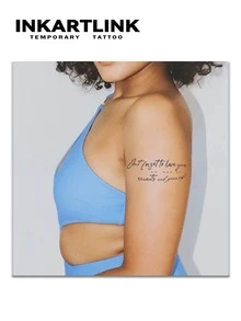 INKARTLINK 英文格言书法字体，性感纹身革命性技术纹身，半永久纹身，临时纹身，仿真纹身，防水，逼真纹身外观，植物基纹身 - 黑色 - 查看 8