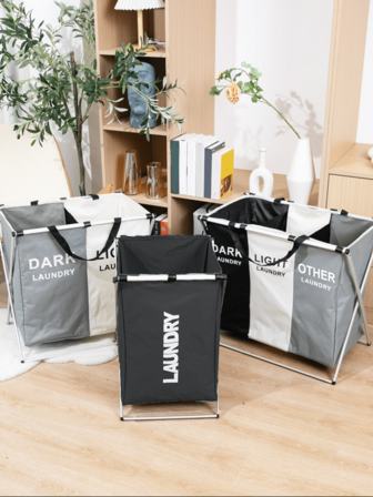 Removable Foldable Oxford Cloth Waterproof Laundry Basket, Household Clothes Storage Basket, Toy & Clothing Organizer Basket, Multi-Compartment Dirty Clothes Hamper, Portable Laundry Basket, Large Size Dirty Clothes Basket, 3-Compartment/2-Compartment/1-Compartment Large Household Fabric Storage Bin