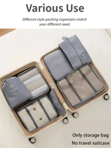 9/1pc Foldable Travel Organizer Bags, Large Capacity Waterproof Packing Cubes, Luggage Organizer Bags, Shoe Bags, Drawstring Bags, Travel Organizers, Cosmetic Bags, Underwear Bags, Makeup Bags, Storage Bags, Organizers For Clothes, Suitable For Pens, Eyeshadow Brushes, Sanitary Napkins, Lipsticks, Eyeliners, Lip Glosses, Skincare, Toothbrush Holders, Soaps, Shampoos, Combs, Watches, Phones, Necklaces, Jewelry, Electronics - Multicolor - View 3