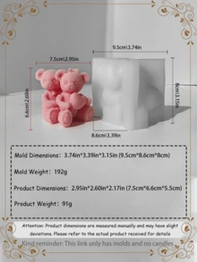 情人节创意模具 | 绅士熊拥抱爱心告白蜡烛DIY套装 | 制作香氛蜡烛/香氛膏/浪漫装饰 | 营造氛围，打造浪漫家居装饰及摄影背景 | 耐用硅胶材质，易脱模