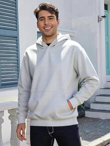 Mens Casual  Hoodies Long Sleeve Sweatshirt Pullover With Pocket Long Sleeve Shirts - 灰色 - 查看 2