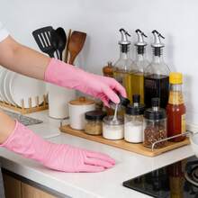 30pcs Pink 12-Inch High Quality, Durable, Thick Nitrile Disposable Gloves, Waterproof, Ideal For Kitchen, Dishwashing, Cleaning, Tattoo, Salon, Hair Dye, Hotel, Pet Care, Household Cleaning - 12-inch Pink (30 Pieces) - View 4