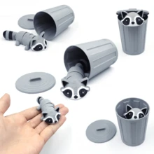 3D-Printed Fully Articulated Raccoon Toy Figurine - Cartoon Style Desktop Ornament - Multicolor - View 2