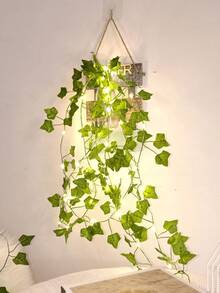 2m/5m/10m 20/50/100pcs LED String Lights Artificial Ivy Vine, Indoor Decor Fake Hanging Ivy Wreath, Decorative Green Leaves, Bedroom/Home/Garden/Wall/Wedding, Battery Powered LED Vine Garland To Create Spring Atmosphere!