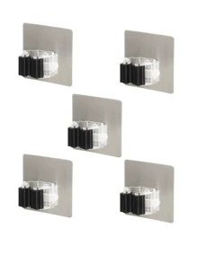 Bộ 5 giá treo chổi và cây lau nhà không cần khoan, lắp đặt bằng keo dán tường, giá đựng cây lau nhà tự dính, tiết kiệm không gian, không cần khoan, giá đựng dụng cụ vệ sinh nhà tắm cho chổi, cây lau nhà, hốt rác, chắc chắn và bền, giá treo chổi gắn tường tối giản, giữ cho nhà tắm gọn gàng, giải pháp lưu trữ cây lau nhà gắn tường bằng keo dán chắc chắn, giá đựng chổi và hốt rác tự dính, thiết kế tối giản - Nhiều màu - Xem 10