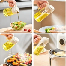 Bộ 4 bình xịt dầu ăn bằng nhựa 2 trong 1, bình đựng dầu ô liu bằng nhựa 15,8oz có chức năng phun sương và nhỏ giọt, bình xịt dầu bằng nhựa 470ml có bộ lọc chống tắc nghẽn, hộp đựng gia vị chống rò rỉ dùng trong nhà bếp, làm salad, chiên rán, nướng. - Nhiều màu - Xem 12