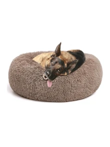 Giường ngủ hình bánh donut cho chó, đáy chống trượt, lông giả mềm mại và bông xốp, thân thiện với da và không gây dị ứng, ấm cúng và thoải mái, ấm áp và dễ chịu, có thể giặt máy, đường may chắc chắn, phù hợp cho chó nhỏ và vừa, chó con và mèo con, lý tưởng để ngủ trưa và ngủ đêm trong phòng khách hoặc phòng ngủ. - Cà phê nâu - Xem 4
