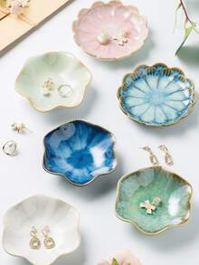 Lotus Ceramic Ring Dish, Jewelry Tray For Earrings, Necklaces, Bracelets, Keys And Other Small Items - Multicolor - View 8