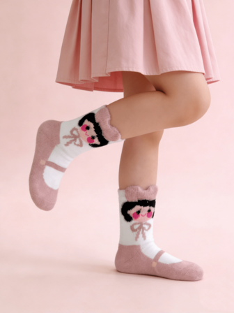 1/3双秋冬加厚保暖卡通可爱女童貂绒儿童袜子