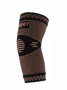 1pc Copper Ion Anti-Slip Breathable Knitted Nylon Sports Elbow Sleeve, Suitable For Men & Women, Fitness, Basketball, Badminton, Compression Arm Sleeve - Black - View 6