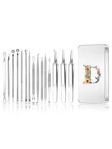 Brodark 15pcs/Set Iron Box Acne Blackhead Remover, Pore Cleansing Tool, Deep Cleansing Facial Care Tools - Silver - View 22