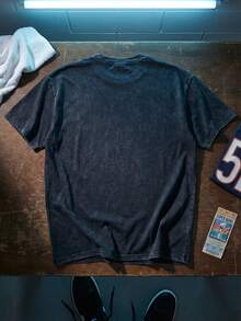 Chicago Football Graphic Tee Acid Washed Shirt Unisex Couple Matching Boyfriend Style Orange Glitter Letter C Print Roaring Bear Art City Fan Gear Modern Sporty Aesthetic Graphic Tees Men Oversized T Shirt Summer Clothes Men Fall Clothes Men Winter Clothes Camisetas Para Hombre - màu đen - Xem 3