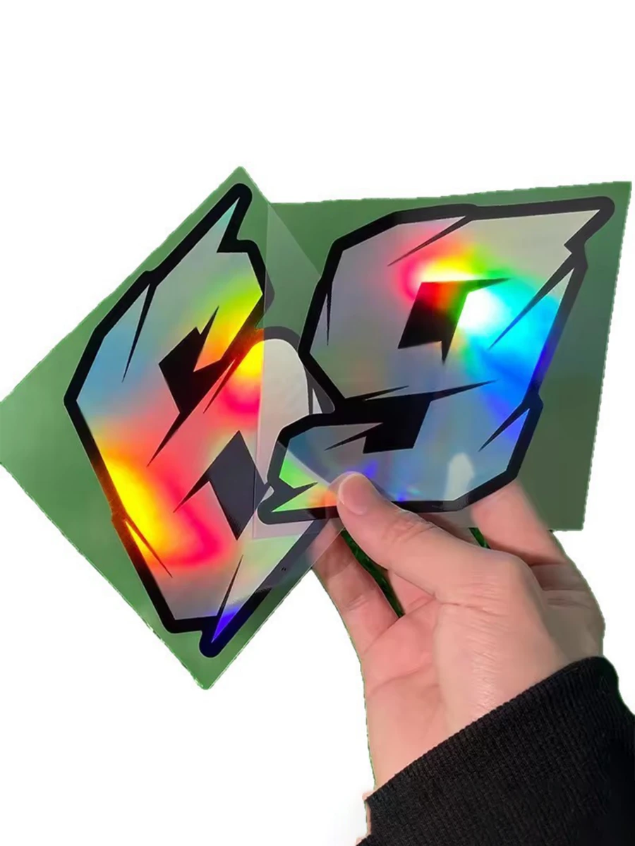 1pc Cool Laser Effect 0-9 Number Motorcycle Sticker, Suitable For Body, Fuel Tank, Side Panel, Trunk, Helmet, Etc. Racing Style Decor, Waterproof & Durable Material, Car Body Scratch Protection Sticker, Recommended For Metal And Glass Surfaces. - Multicolor - View 1