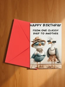 1pc Unique Bird-Themed Birthday Greeting Card, "Birthday Wishes From An Elegant Bird", Two Fashionable Bird Designs, Suitable As Friendship Birthday Gift, High-Quality Card With Envelope - Multicolor - View 4