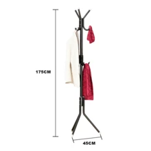 1pc Perchero De Ropa De Madera beech Simple Con 8 Ganchos, Soporte De Ropa Ajustable En Altura Para Sombreros, Abrigos, Bolsas, Bufandas, Organización De Almacenamiento Doméstico Para Oficina, Entrada, Pasillo, Sala De Estar, Dormitorio, Hogar, Dormitorio  Soporte de Capa 9/12 Ganchos Metal Perchas montadas Sombrero Sombrero Abrigo Pantalla Estante Estante Ropa Ropa Ropa Ropa Ropa Organizador Muebles Perchero Rack para Ropa - Negro - Ver 3