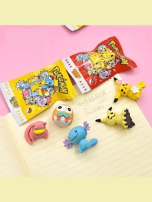 pokemon 宝可梦盲盒3D可拆卸组装卡通橡皮擦，谜拟Q、玛力露、胖丁，惊喜盲盒抽取可爱3D造型橡皮擦，惊喜礼物 - 彩色 - 查看 3
