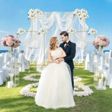 Wedding Arch Backdrop Stand Square 6.6FTx6.6FT Gold Metal Balloon Arch Stand Garden Arbor Backdrop Frame For Wedding Birthday Party BabyShower Photo Booth Background Decoration - Cấp thấp - Xem 6