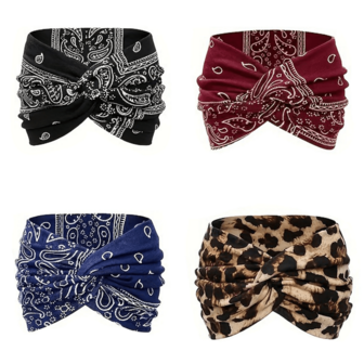 1/4pcs Bohemian Yoga Sports Headband, Elastic Striped Sweat Absorbent Cotton Hairband For Women