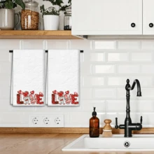 2/4 Pcs Set, Dish Towels, LOVE Pattern Print, Super Absorbent Microfiber Modern Towels, Cooking And Baking Tea Towels, Dish Cloths, Cleaning Rags, Hand Towels, Tea Towels, Super Soft And Highly Absorbent, Kitchen Decor, Gifts For Neighbors, Gifts For Mom, Birthday Gifts, Housewarming Gifts For Friends, Kitchen Essentials, Daily Necessities - Multicolor - View 3