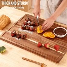 Thớt gỗ cứng hình chữ nhật dày dặn, chịu lực cao - Thớt nhà bếp cao cấp mới dùng để thái thịt, phô mai, rau củ, bánh mì - Món quà lý tưởng cho lễ Eid, Ngày của Mẹ, Lễ Tạ ơn - Bền chắc, dùng để chuẩn bị thực phẩm tại nhà và ngoài trời, thiết kế vân gỗ tự nhiên, cấu trúc chắc chắn, dùng trong nấu ăn tại nhà, thái thịt, khay gỗ, đĩa tái sử dụng, thớt thái thịt, món quà hoàn hảo cho mẹ. - Rỉ Nâu - Xem 3